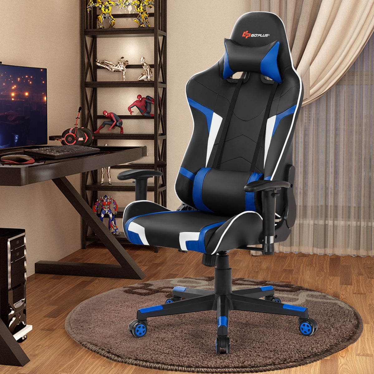 Reclining Gaming Chair with Massage Lumbar Support