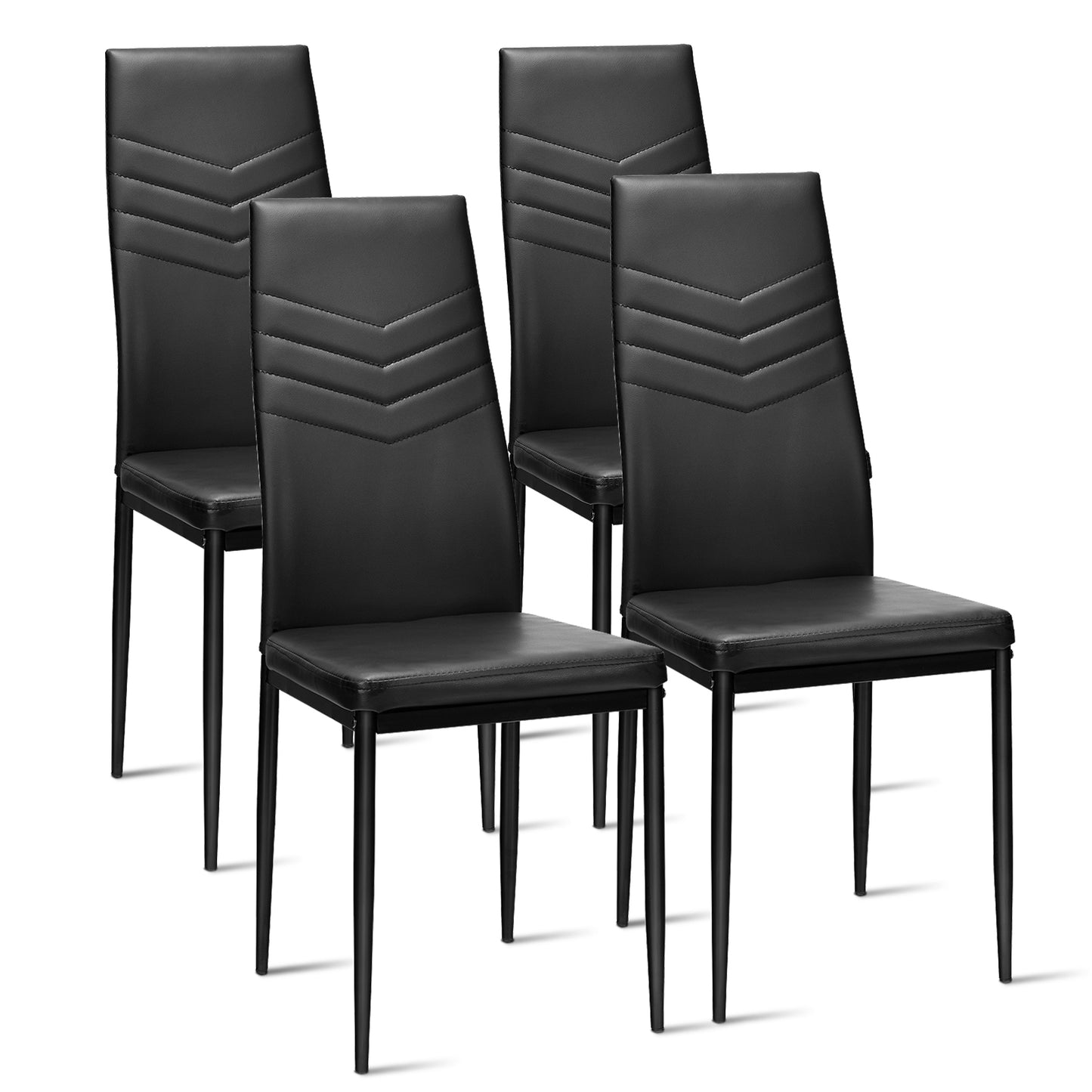 High Back Dining Chairs Set of 4 with PVC Leather