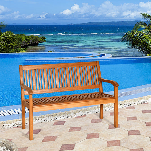 Eucalyptus Garden Bench for Two with Curved Backrest
