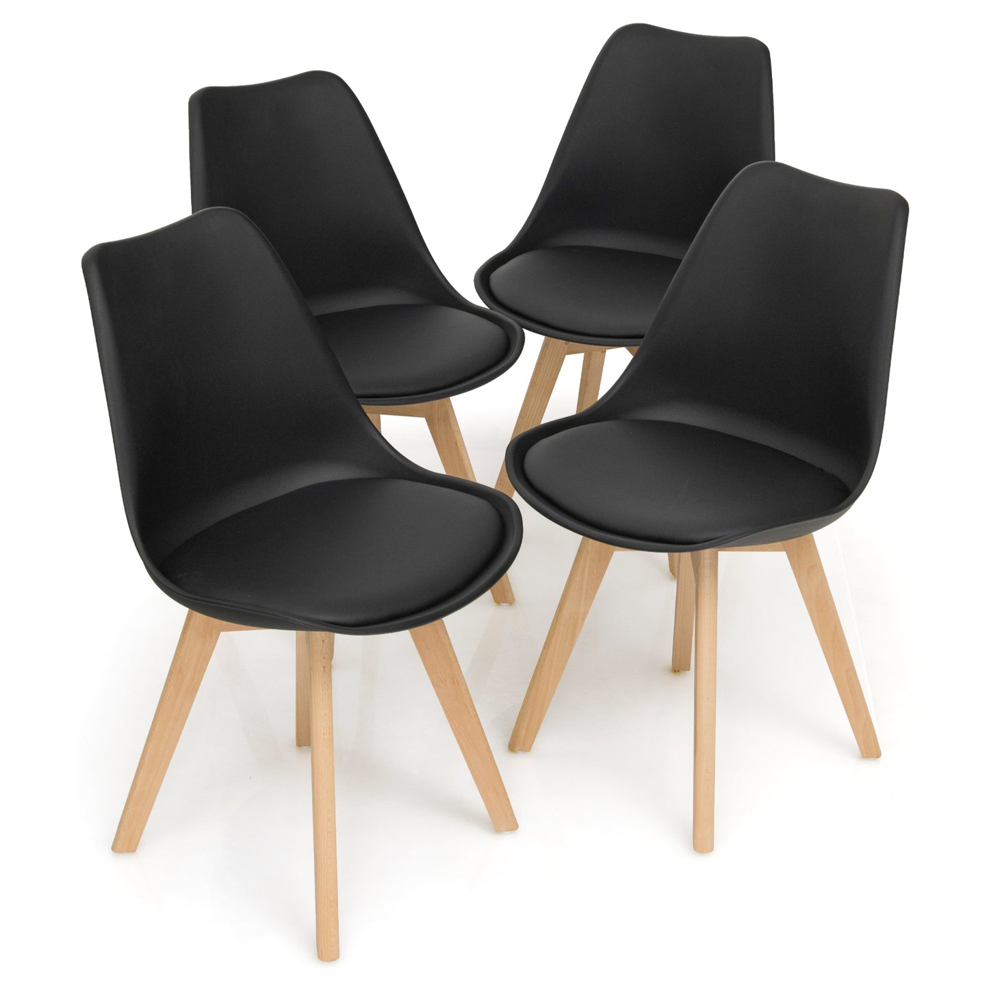 Dining Chairs Set of 4 with Mid-Century Modern Shell Design