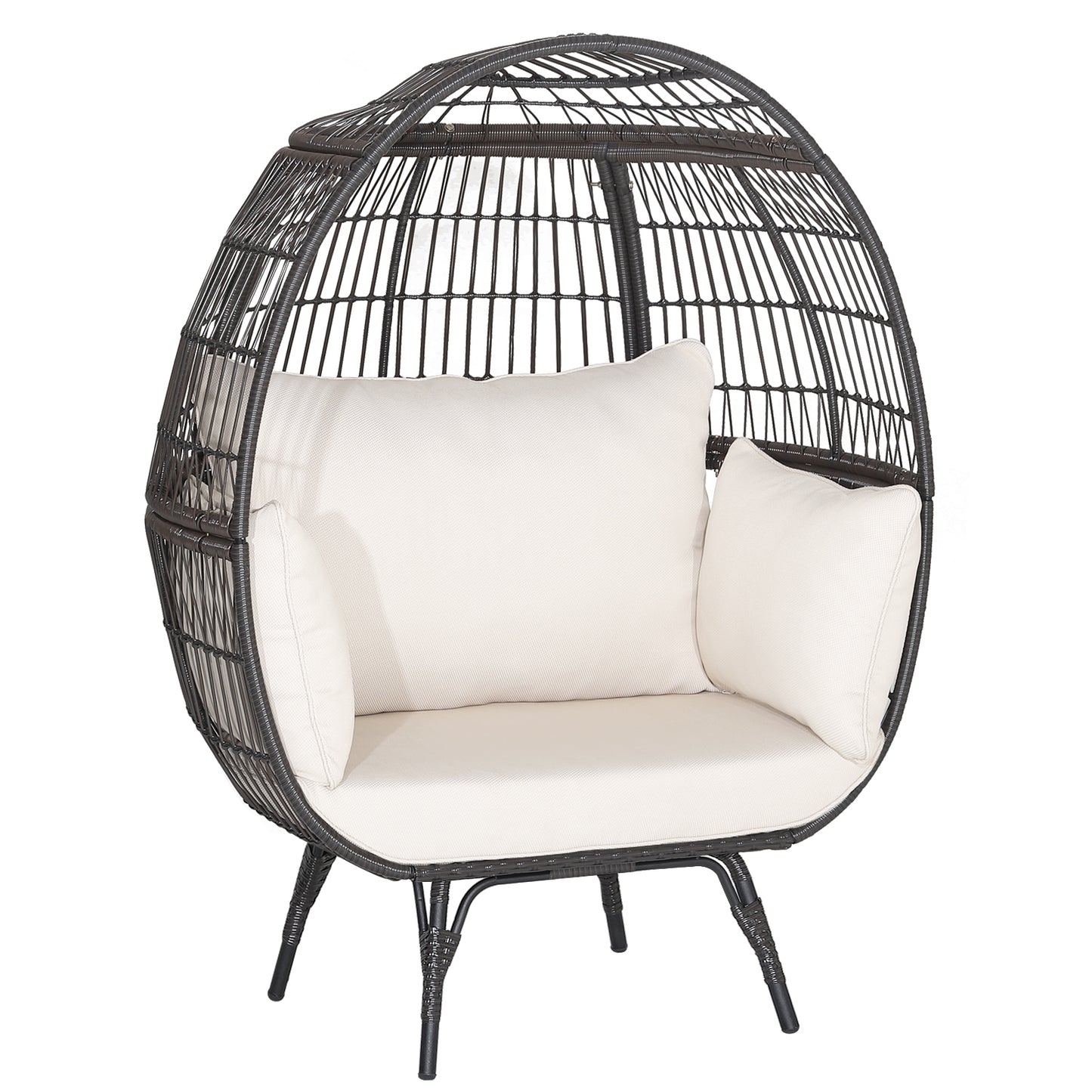 Oversized Rattan Egg Lounge Chair with 4 Cushions