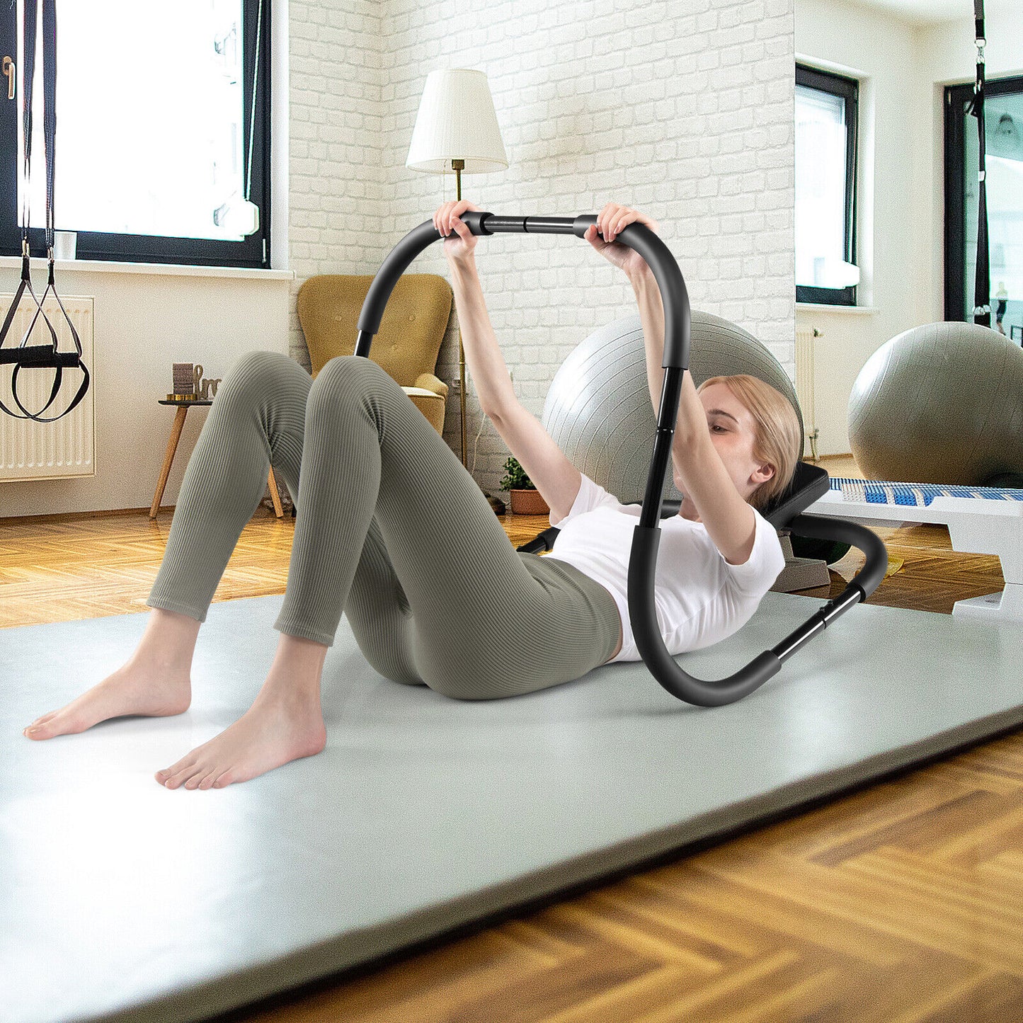 Portable AB Trainer with Headrest for Core Workouts