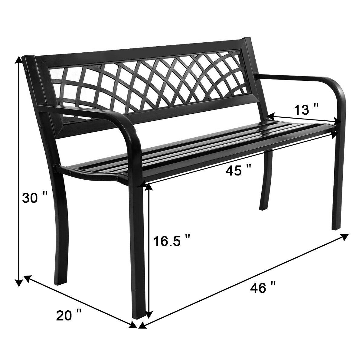 Outdoor Steel Frame Bench with PVC Mesh Backrest