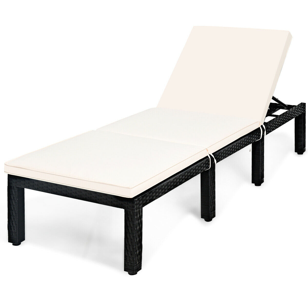 Adjustable Patio Chaise Lounge Chair with Cushion