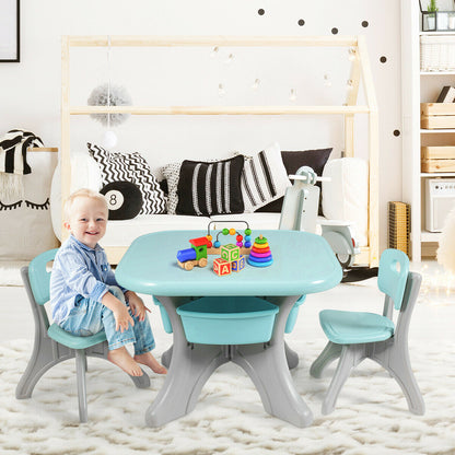 Kids Table and Chair Set with Storage Drawers - 3 Piece
