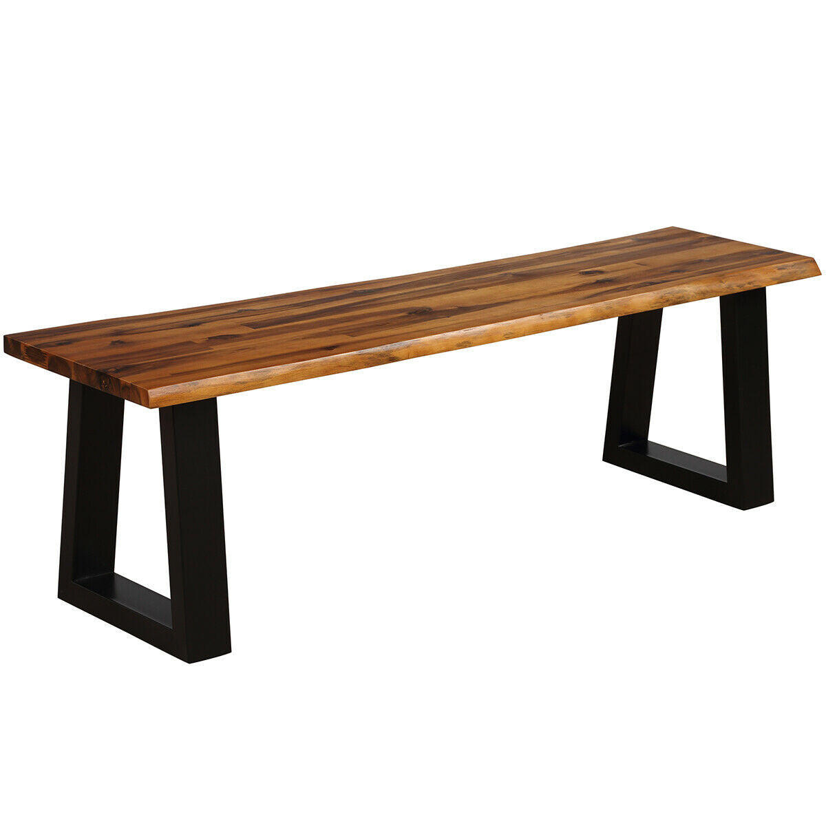 Acacia Wood Patio Bench with Metal Legs - 57.5 Inch