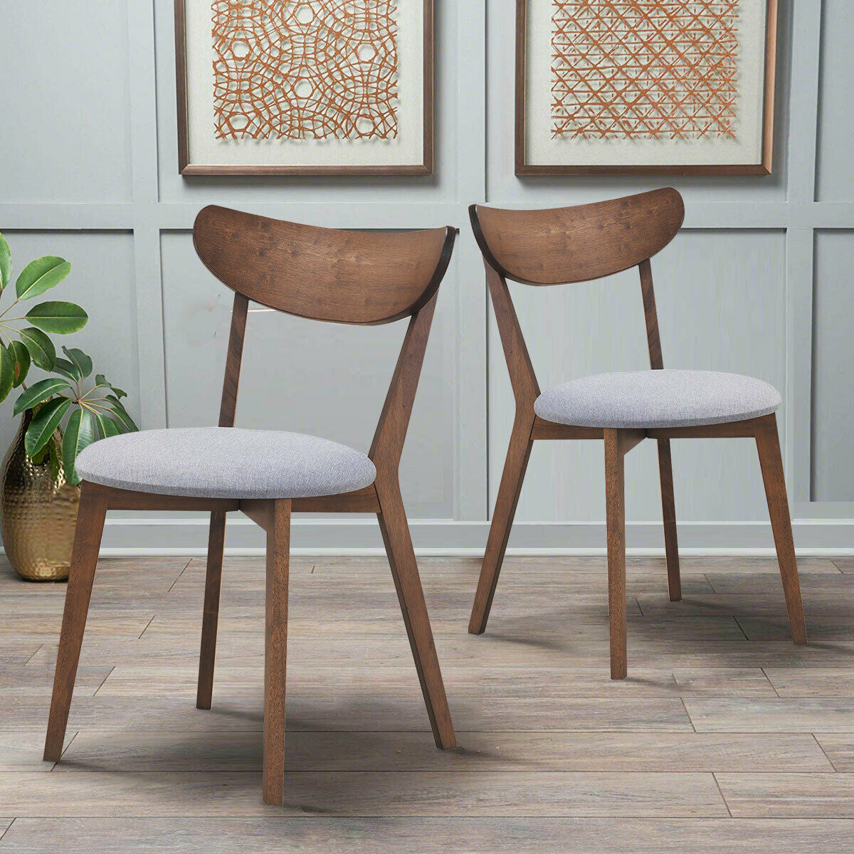Upholstered Dining Chairs Set of 2 with Curved Back