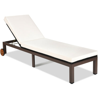 Adjustable Patio Chaise Lounge Chair with Cushion