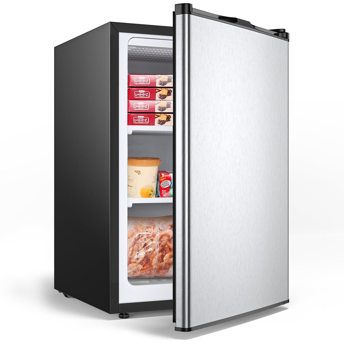 3 Cubic Feet Compact Upright Freezer with Stainless Steel Door