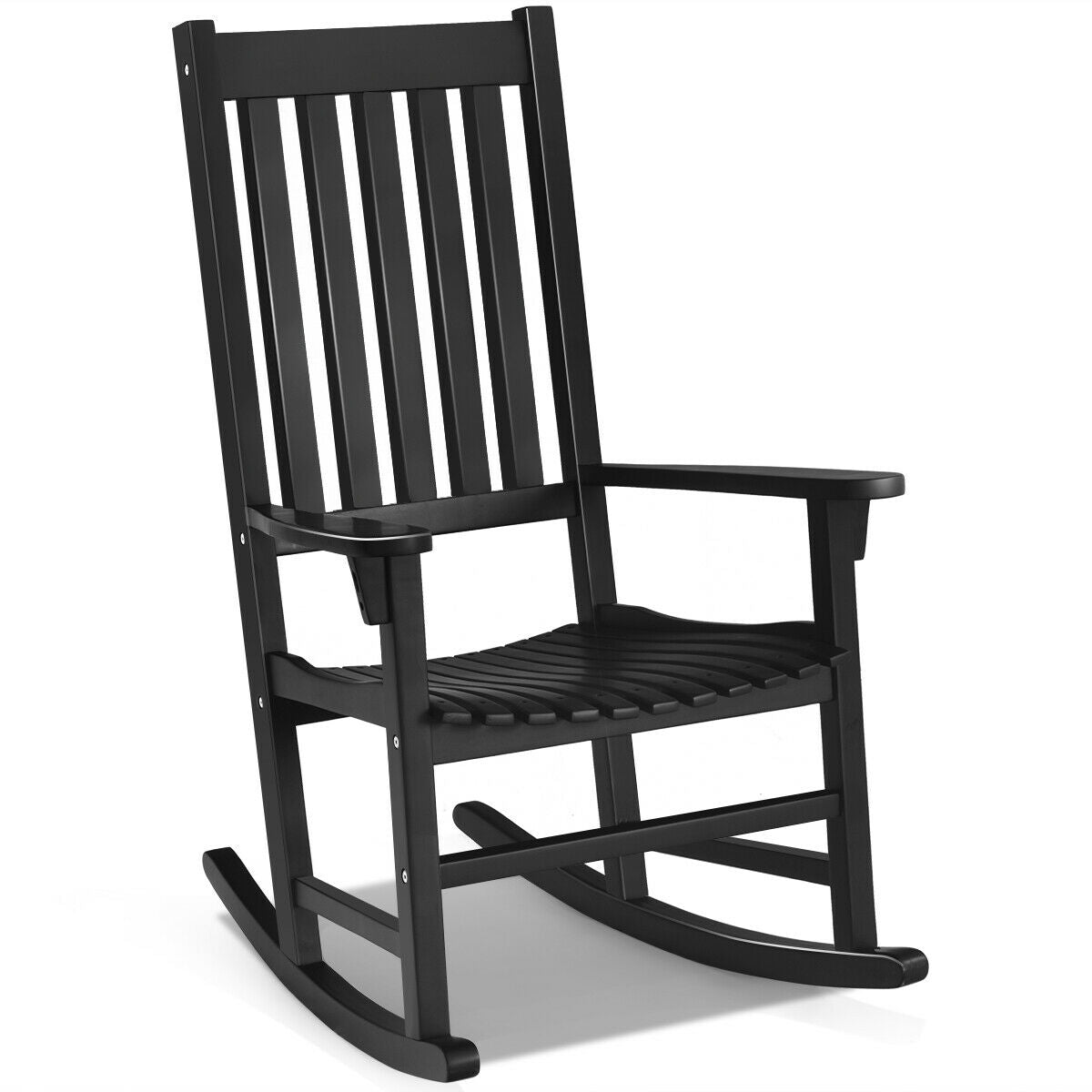 Acacia Wood Rocking Chair with High Back for Patio