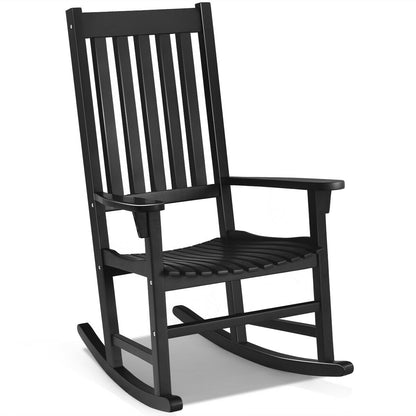 Acacia Wood Rocking Chair with High Back for Patio