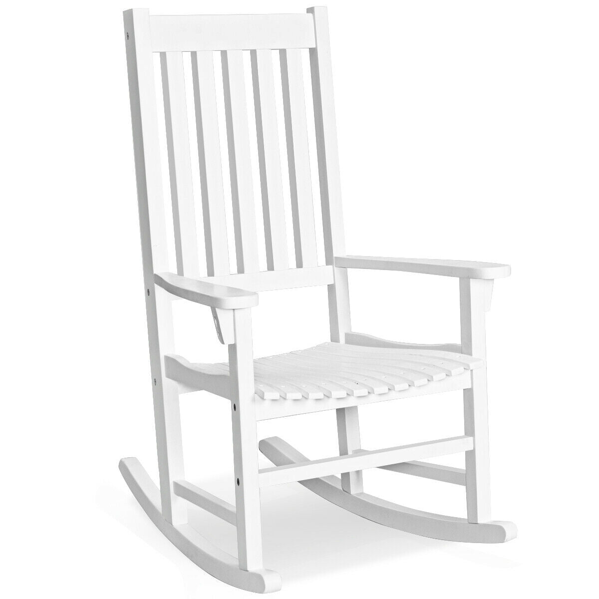 Acacia Wood Rocking Chair with High Back for Patio