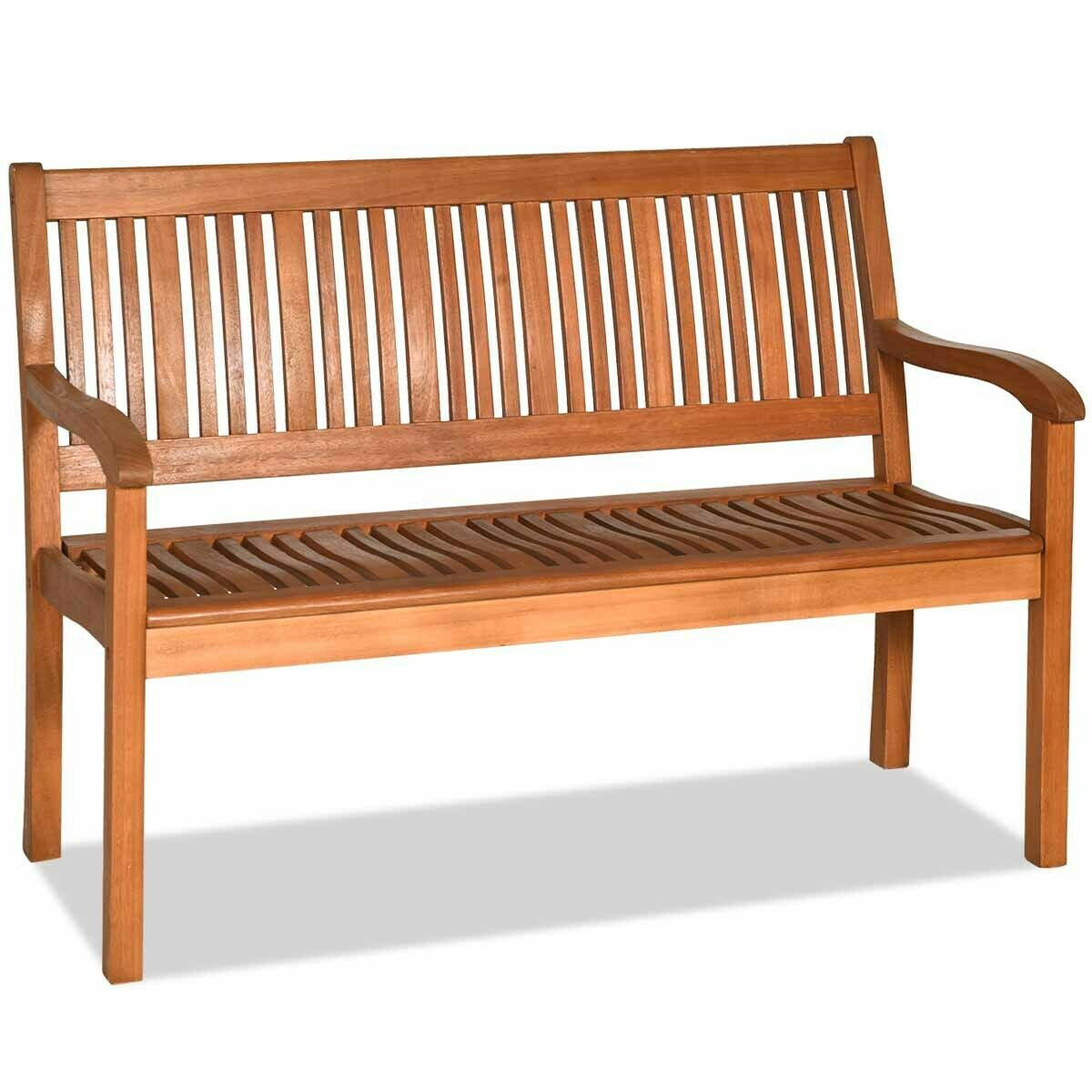 Eucalyptus Garden Bench for Two with Curved Backrest