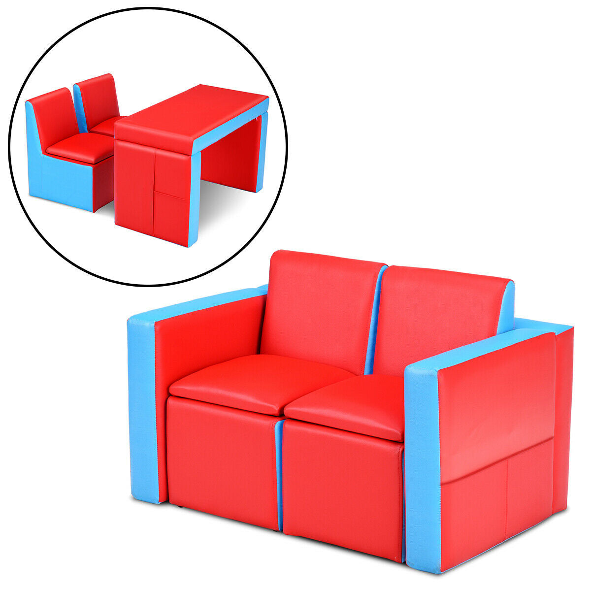 Kids Sofa Table Chair Set - Convertible 3-in-1 Furniture