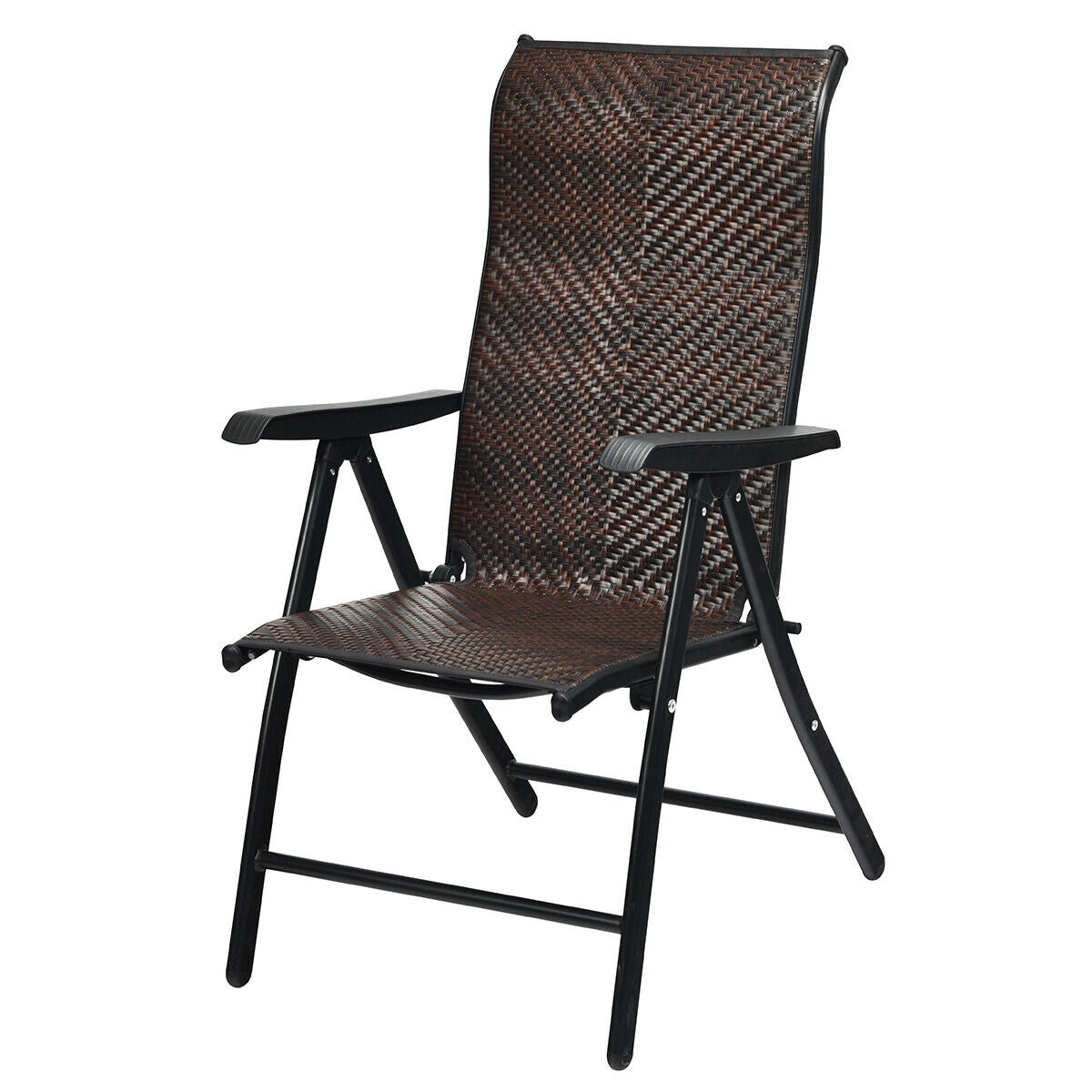 Folding Rattan Patio Chair with Adjustable Backrest