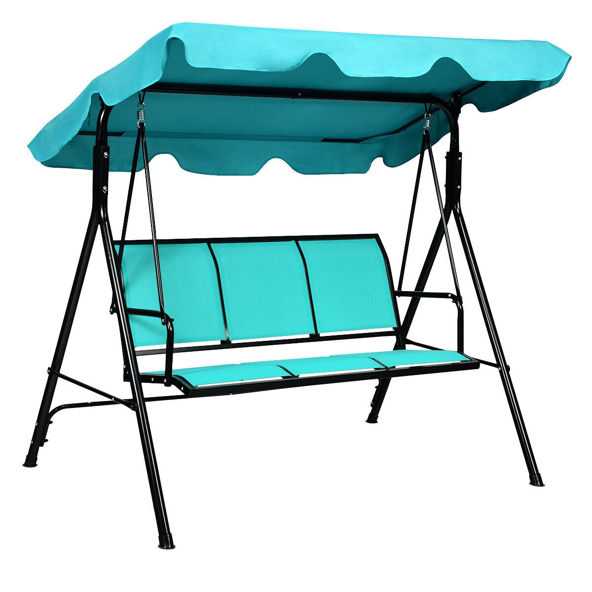 3 Person Porch Swing with Adjustable Canopy - Blue