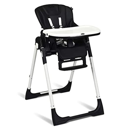 Foldable High Chair with Adjustable Backrest and Height