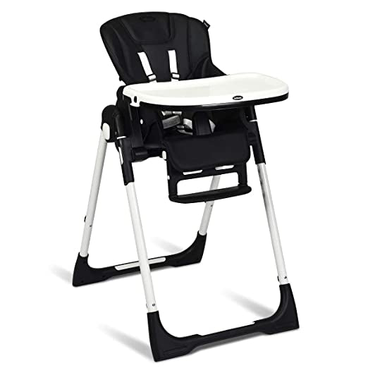 Foldable High Chair with Adjustable Backrest and Height