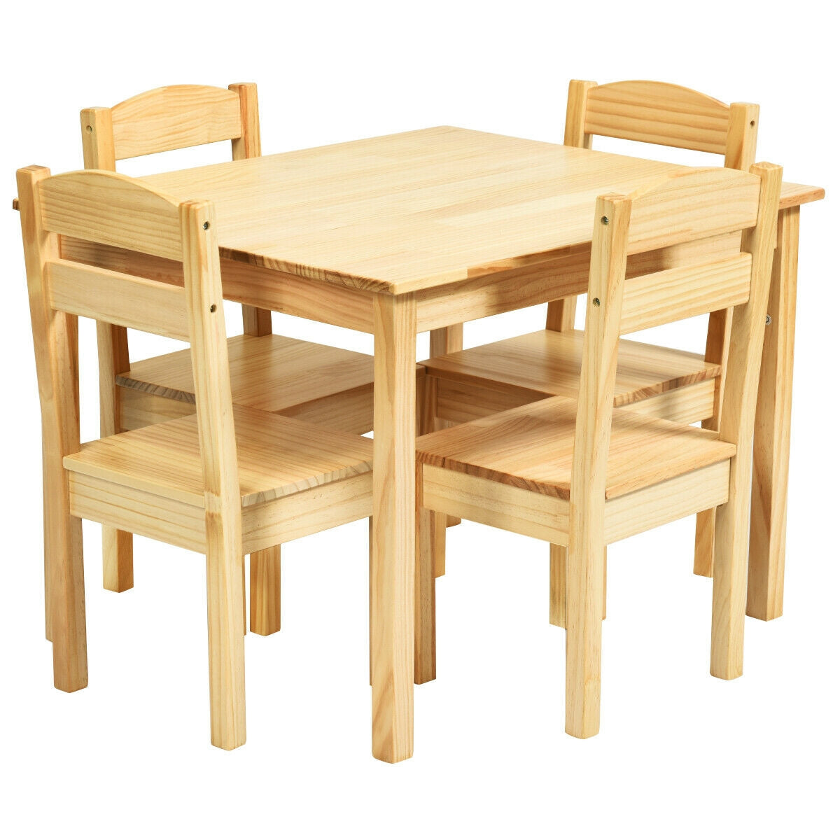 Kids Table and Chair Set - 5 Piece Pine Wood