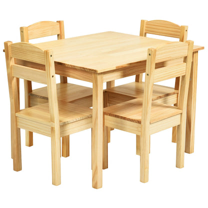 Kids Table and Chair Set - 5 Piece Pine Wood
