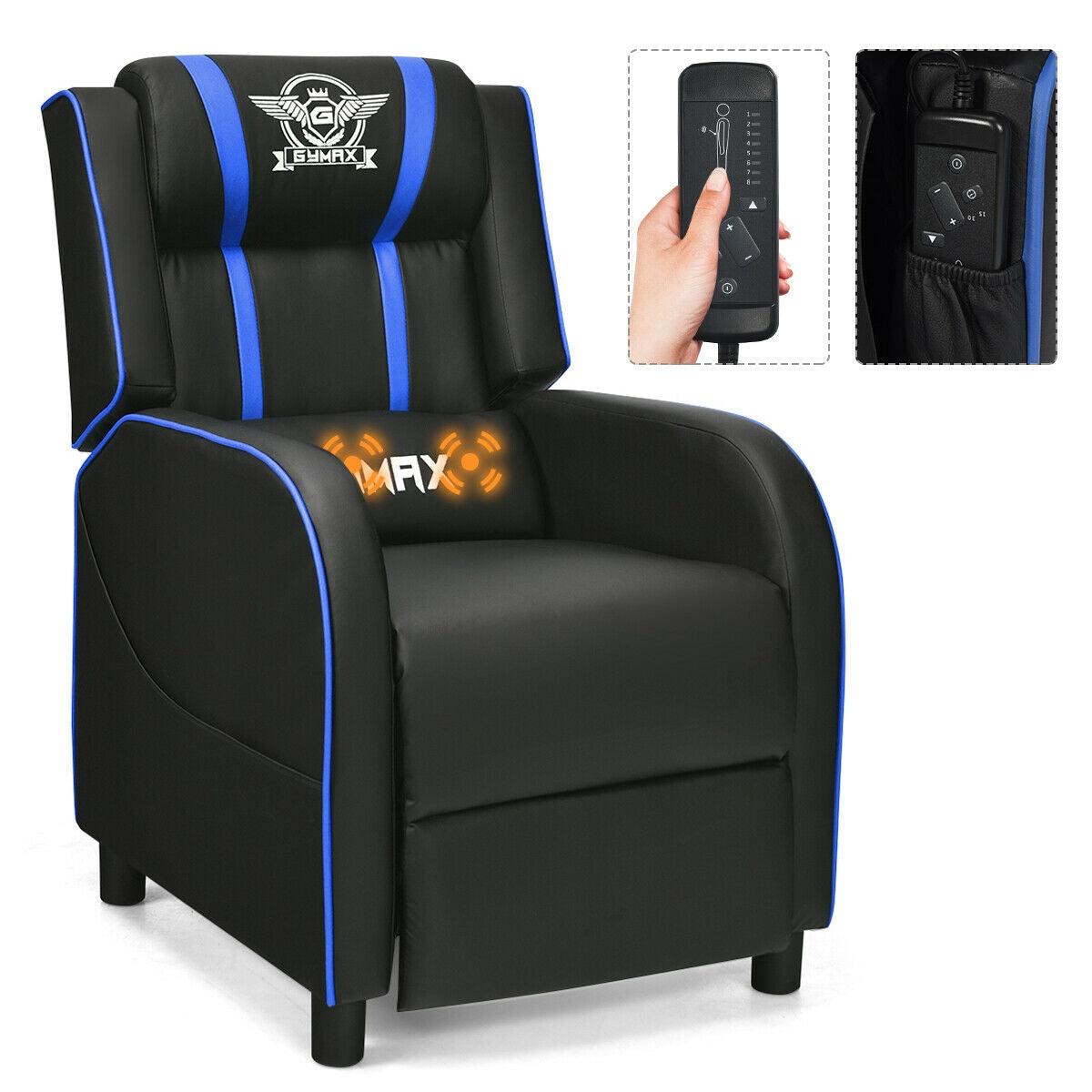 Gaming Recliner Chair with Massage and Footrest