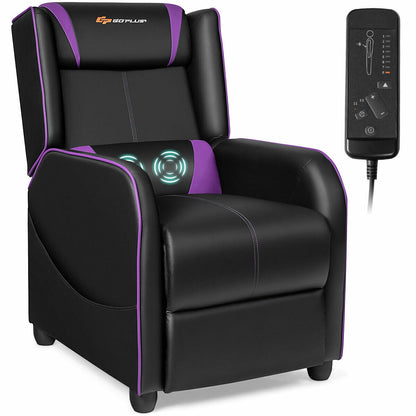 Massage Gaming Recliner Chair with Footrest - Purple