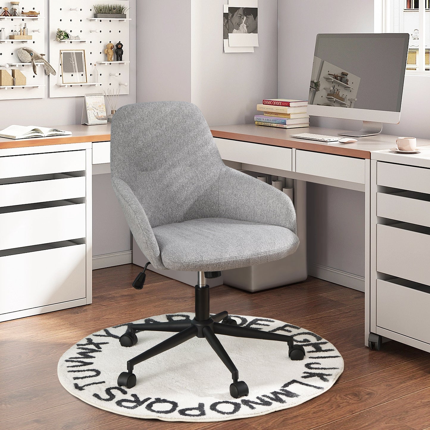 Adjustable Office Chair with Rocking Backrest - Gray