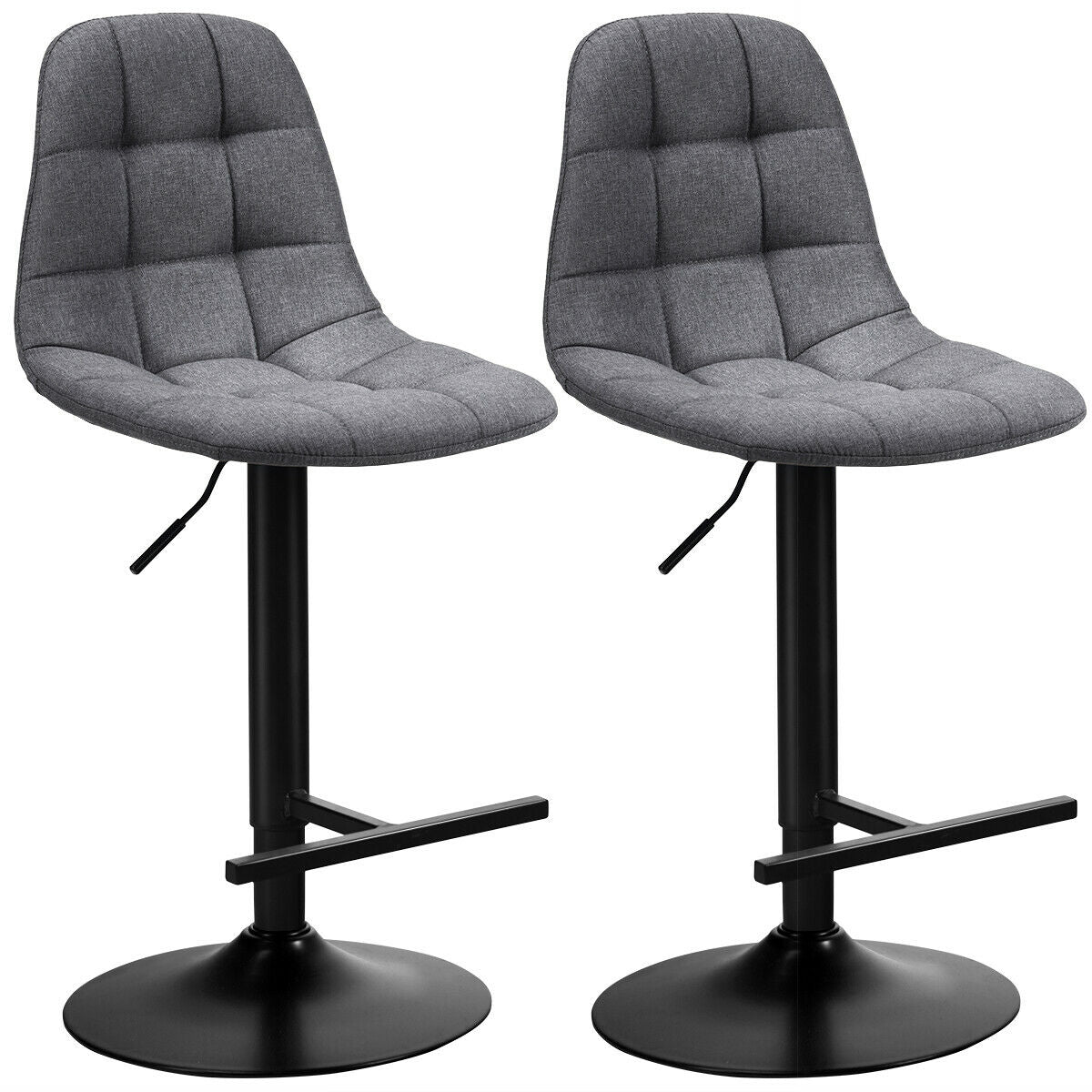 Adjustable Swivel Bar Stools Set of 2 - Gray Linen