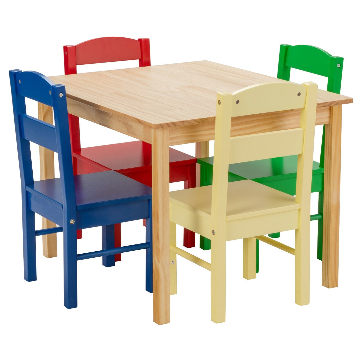 Kids Table and Chair Set - 5 Piece Pine Wood