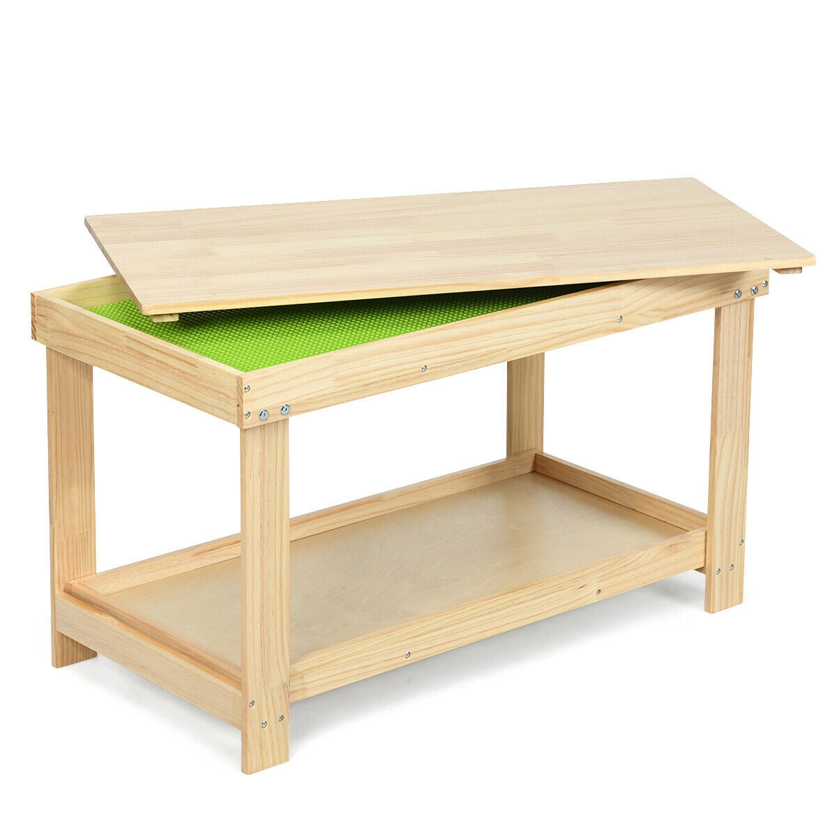 Kids Activity Play Table with Storage - Solid Pine Wood
