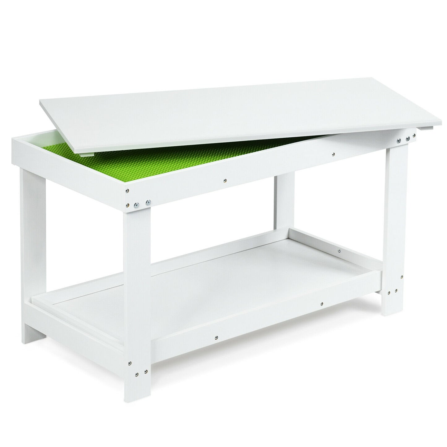 Kids Activity Play Table with Storage - Solid Pine Wood