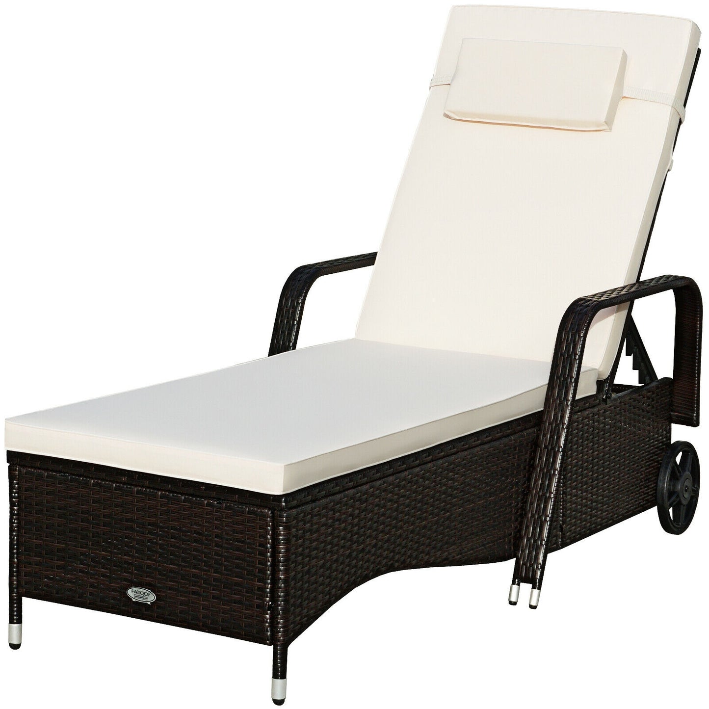 Adjustable Chaise Lounge with Cushion and Wheels