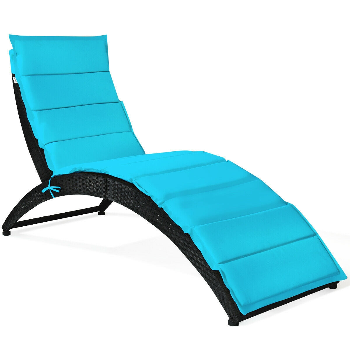 Folding Rattan Lounge Chair with Cushion - Outdoor Patio