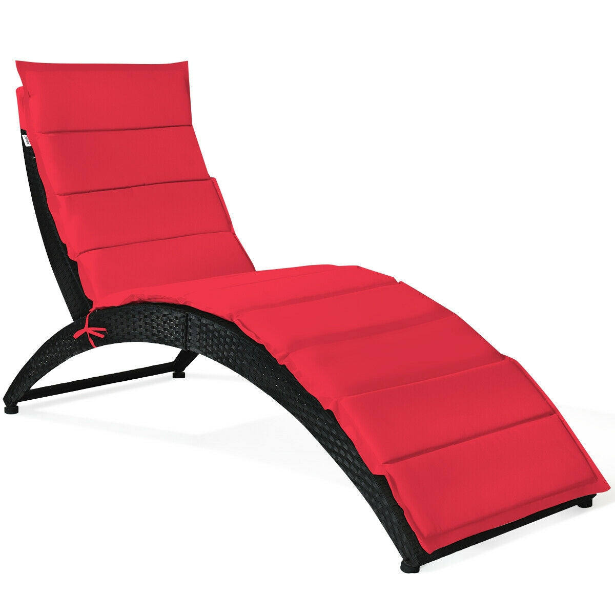Folding Rattan Lounge Chair with Cushion - Outdoor Patio