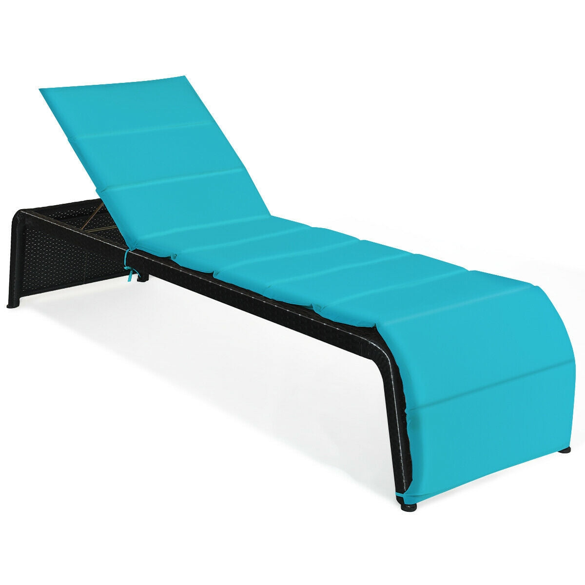 Adjustable Rattan Chaise Lounge Chair with Cushion