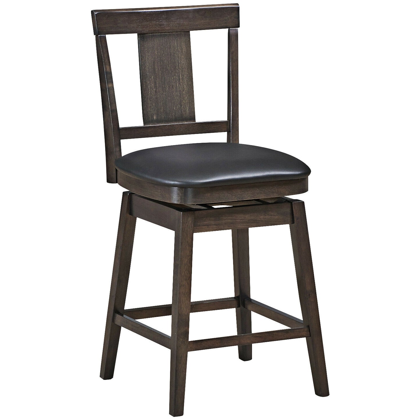24-Inch Swivel Counter Height Bar Stool with Rubberwood Legs