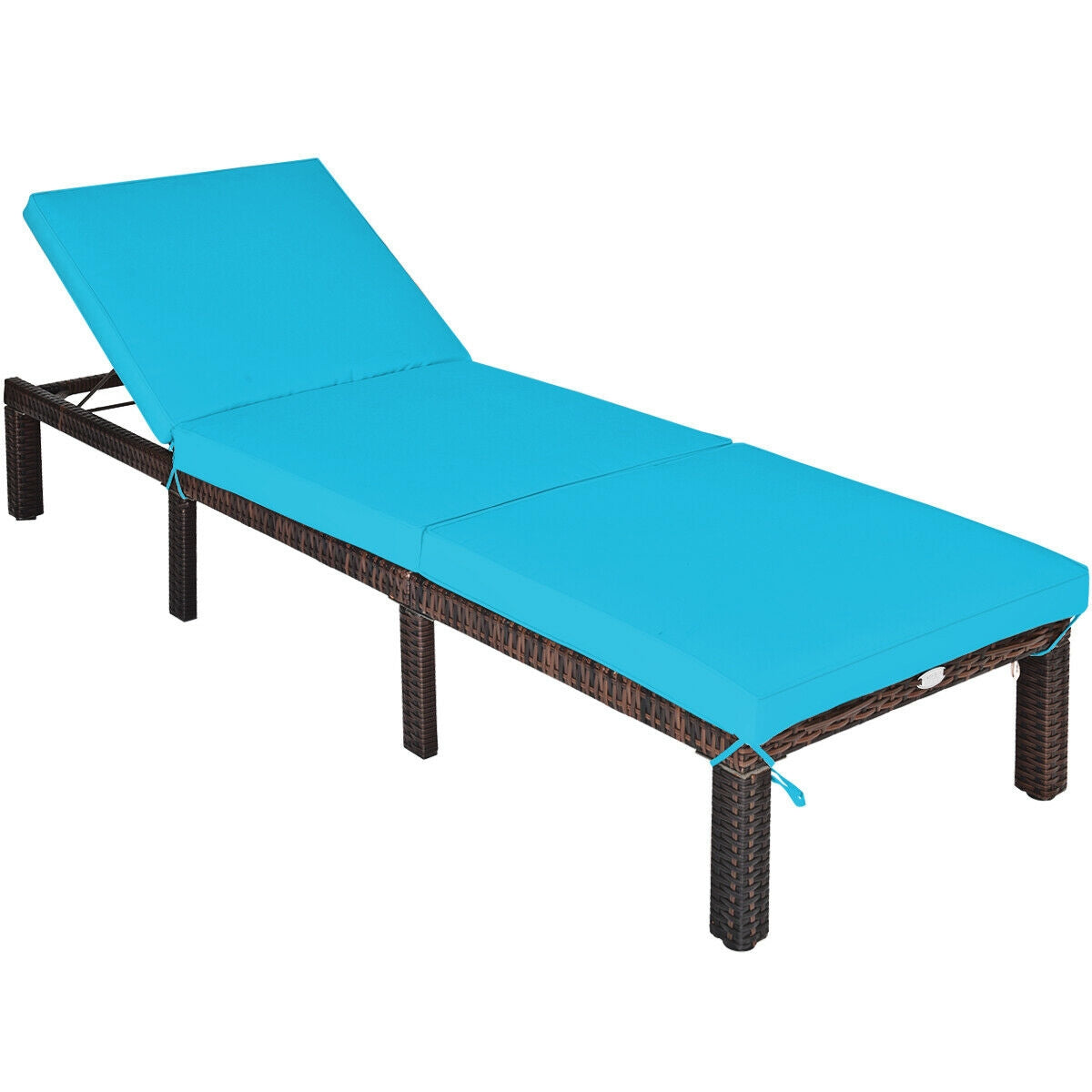 Adjustable Rattan Chaise Lounge with Cushion