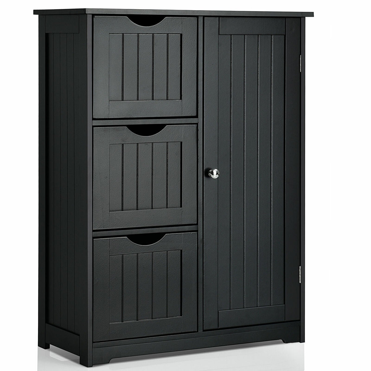 Bathroom Floor Cabinet Side Storage Cabinet with 3 Drawers and 1 Cupboard