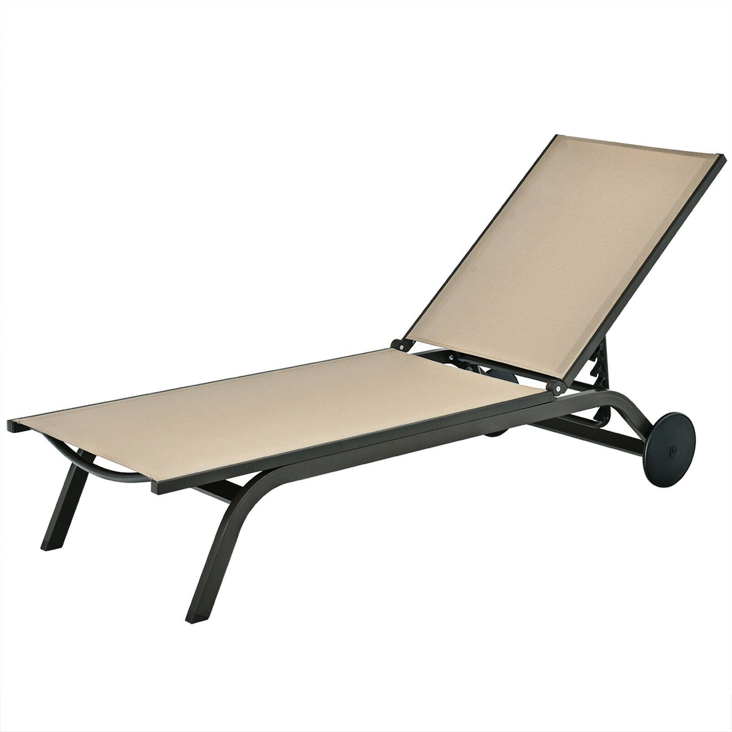 Adjustable Outdoor Chaise Lounge Chair with Wheels