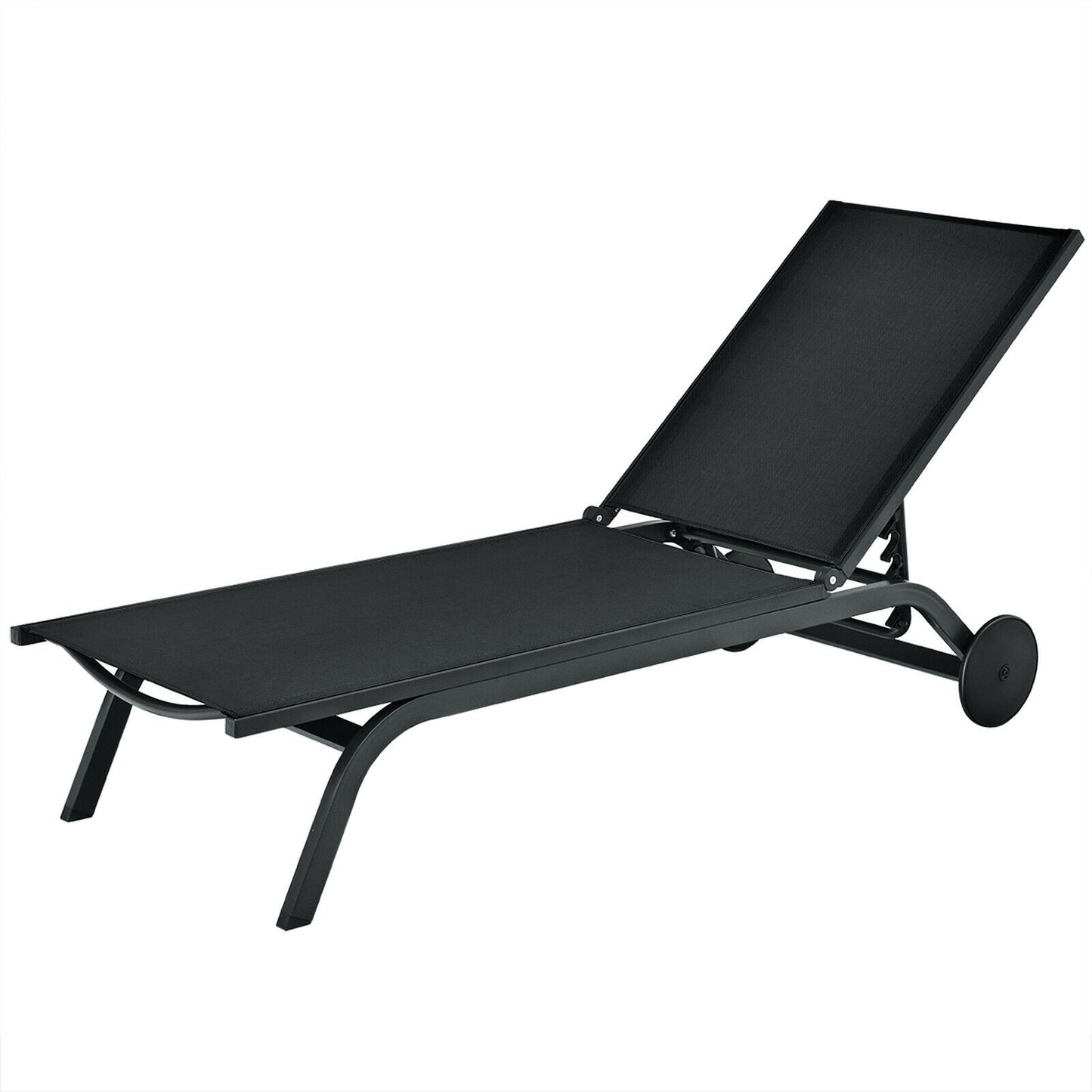 Adjustable Outdoor Chaise Lounge Chair with Wheels