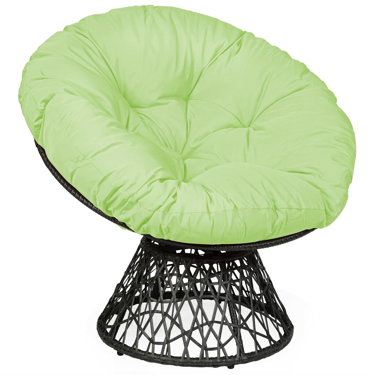 Rattan Papasan Chair with 360° Swivel and Cushion