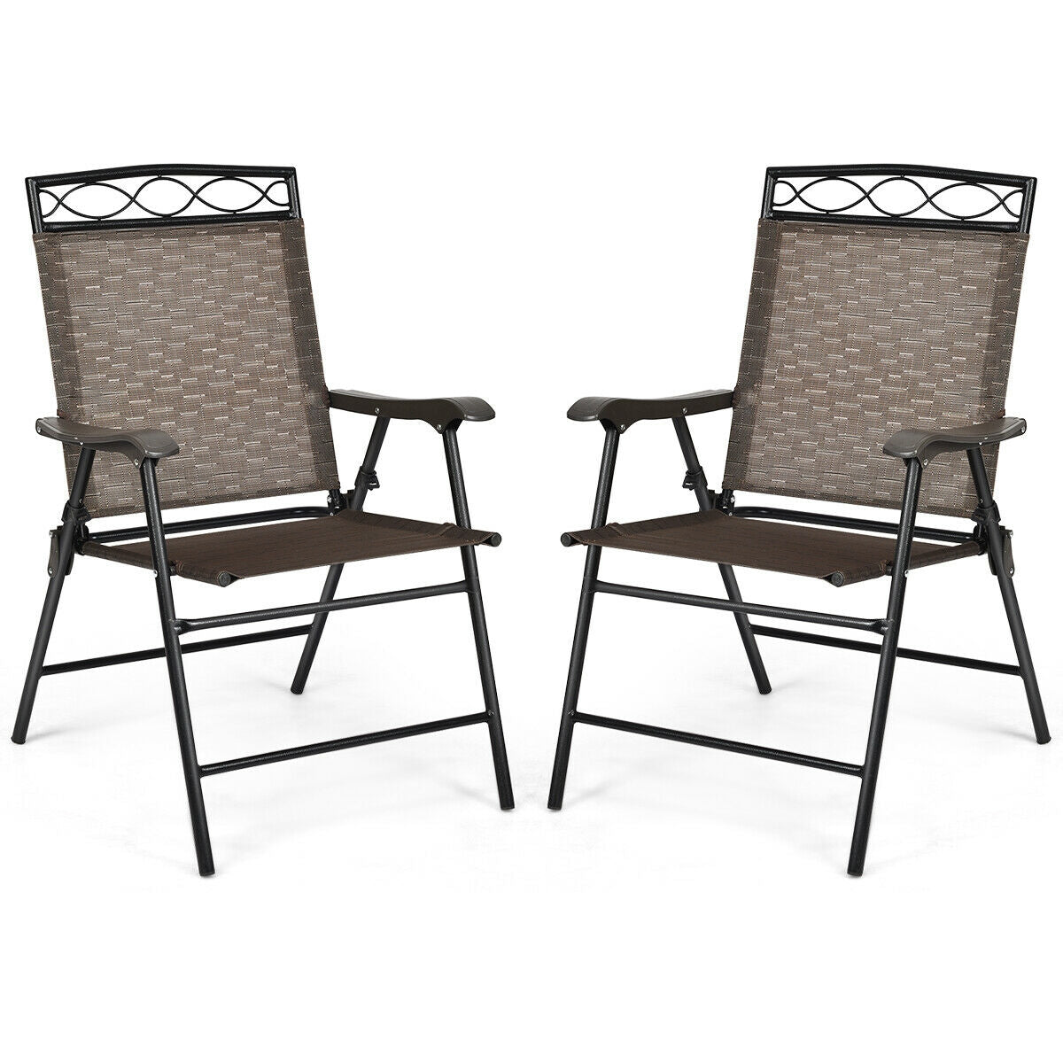 Folding Patio Dining Chairs Set of 2 with Armrests