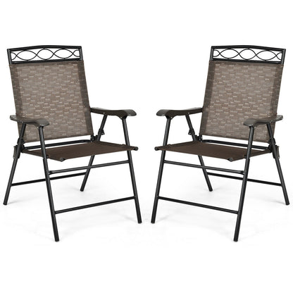 Folding Patio Dining Chairs Set of 2 with Armrests