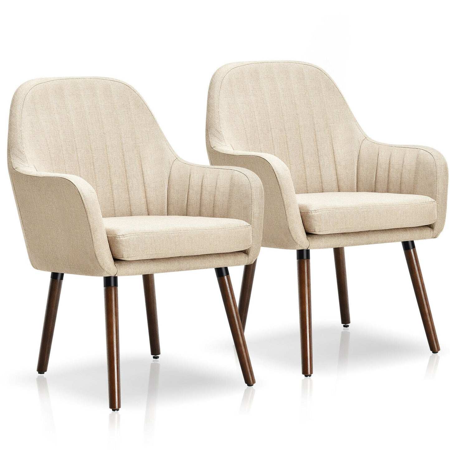 Upholstered Accent Chairs Set of 2 with Wooden Legs