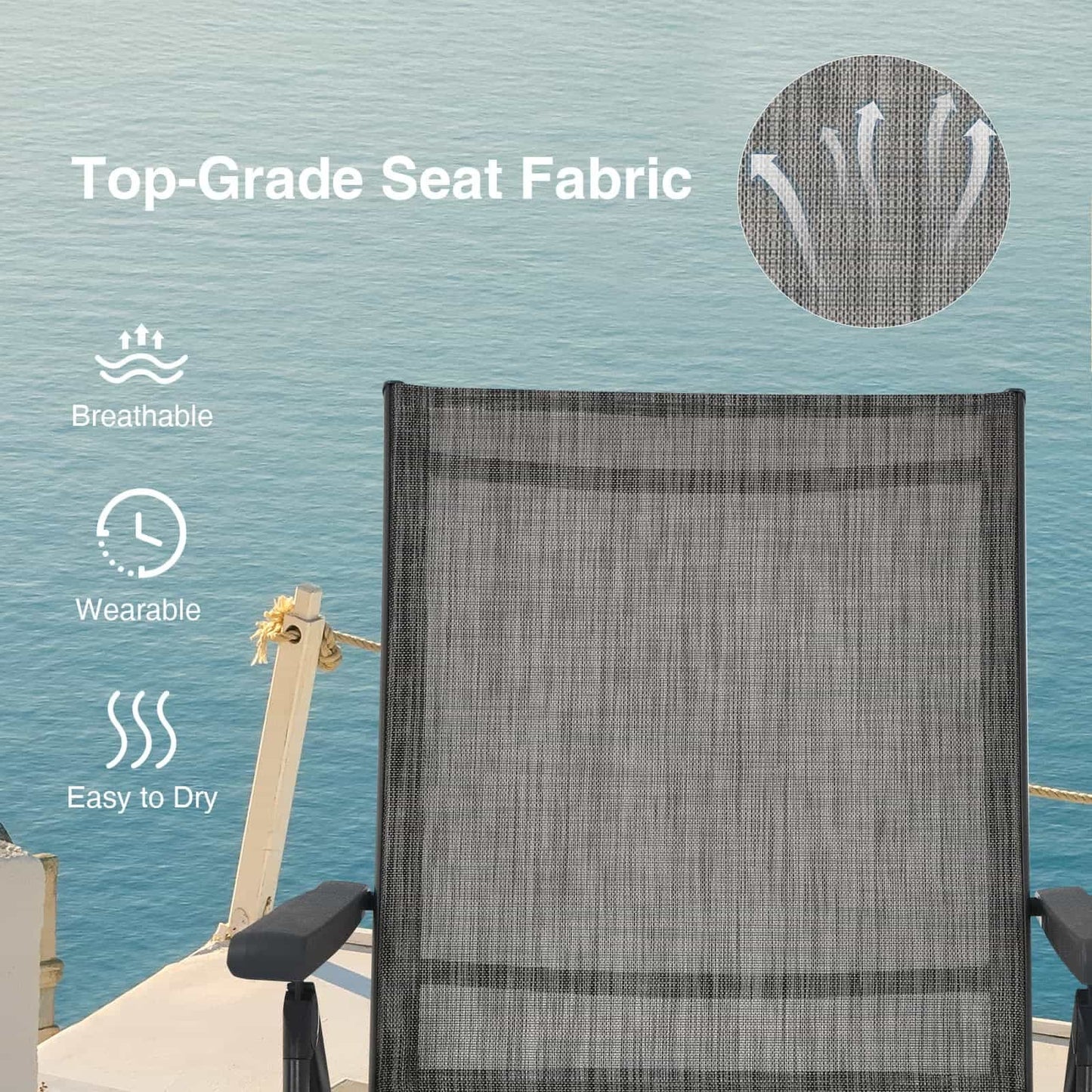 Foldable Chaise Lounge Chair with Adjustable Backrest
