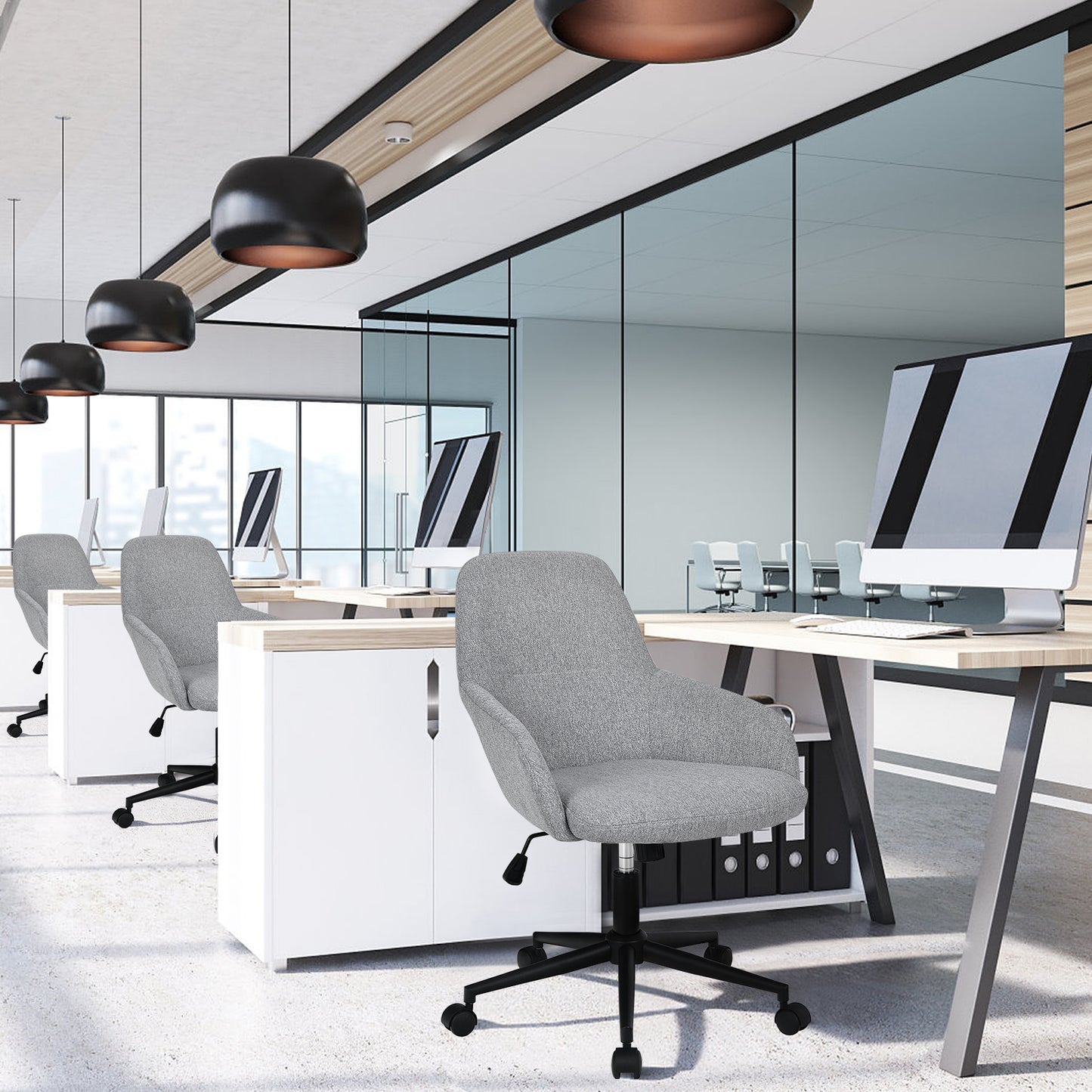 Adjustable Office Chair with Rocking Backrest - Gray