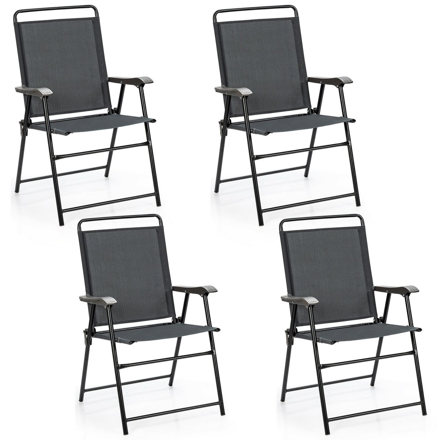 Folding Patio Dining Chairs Set of 4 with Armrests