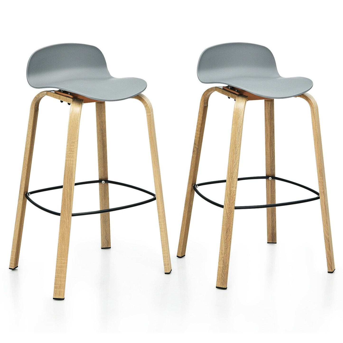 Modern Low Back Bar Stools Set of 2 with Metal Legs