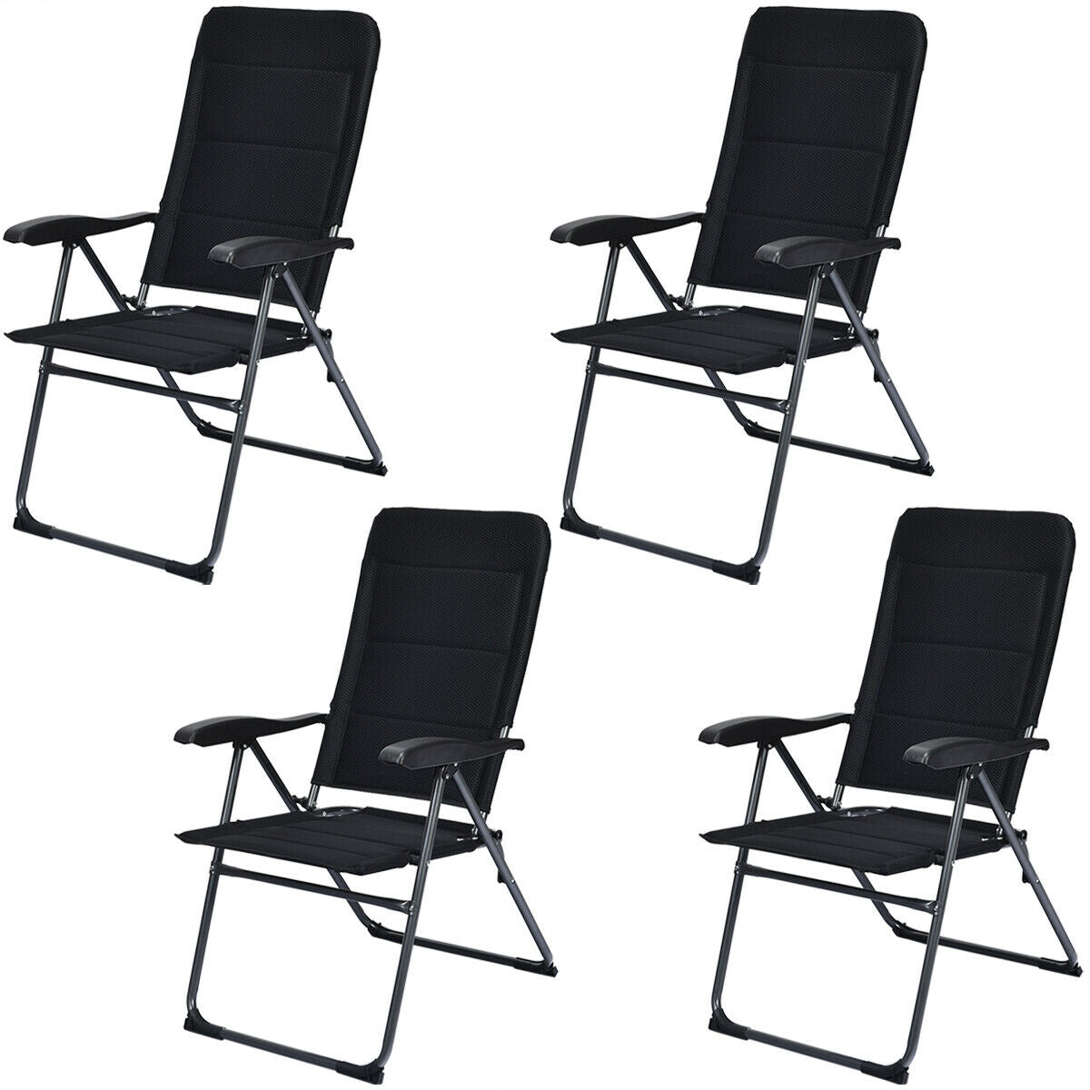 Folding Patio Dining Chairs Set of 4 with Adjustable Backrest