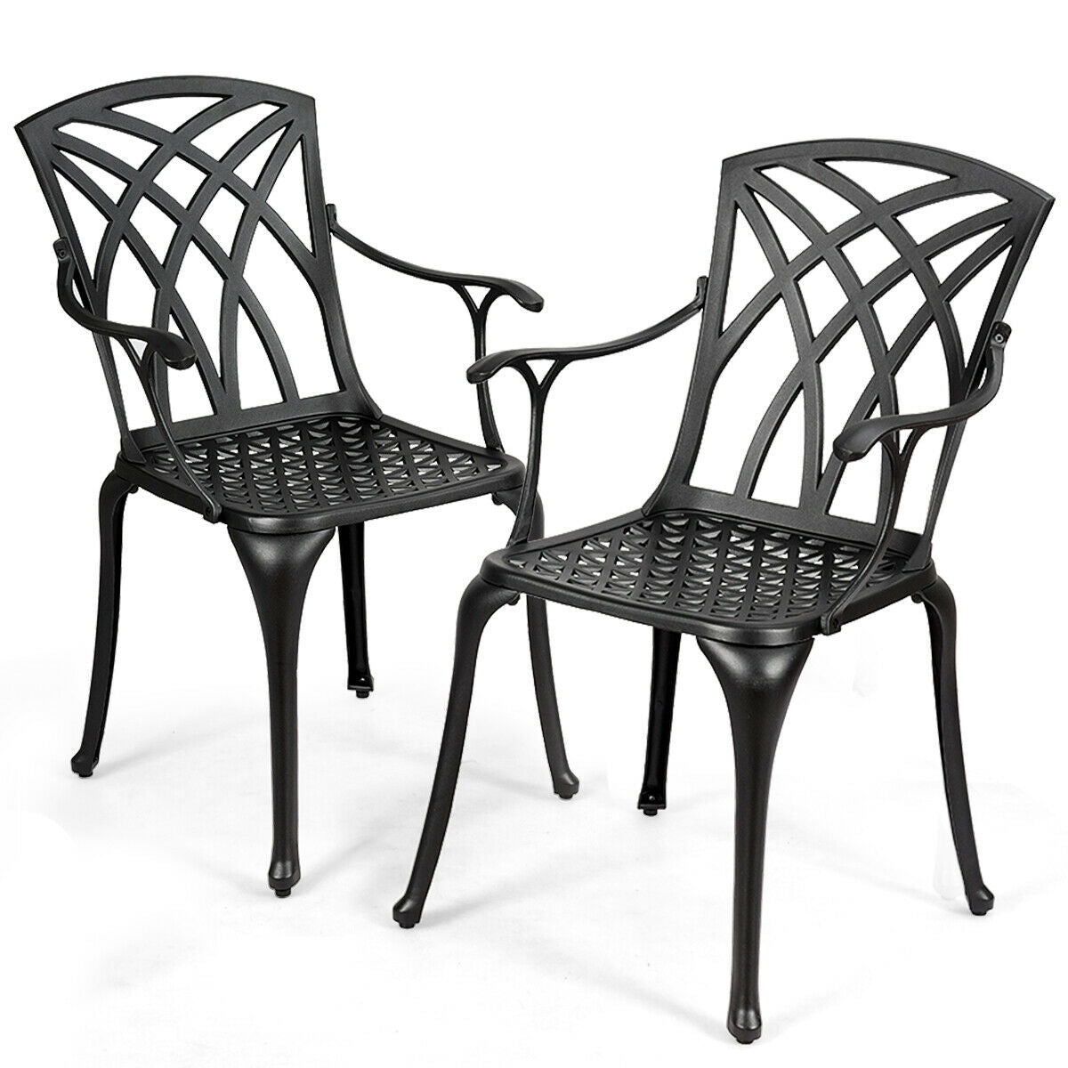 Aluminum Patio Dining Chairs Set of 2 with Armrests